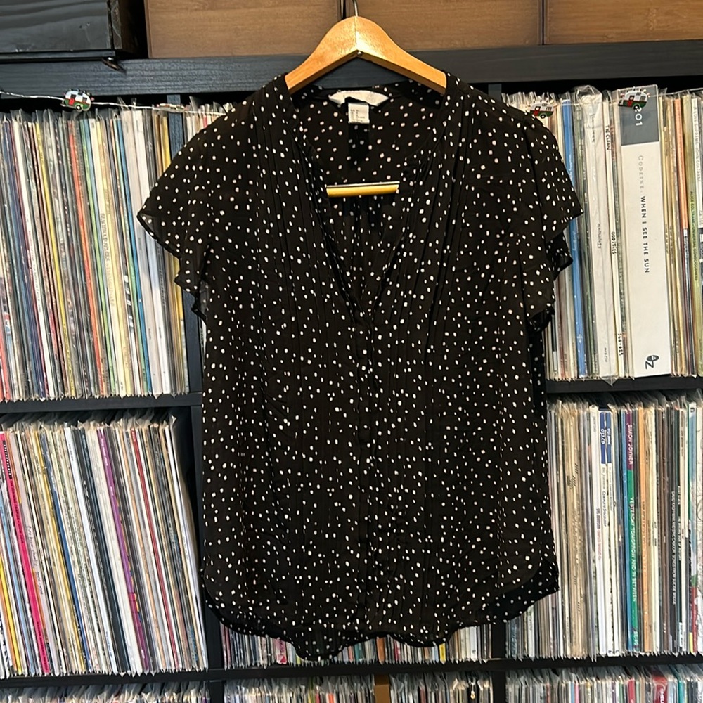 H&M Conscious Collection Black Sheer Blouse Size 14